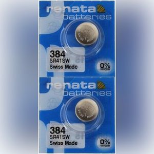 Renata 384 SR41SW Batteries - 1.55V Silver Oxide 384 Watch Battery (2 Count)